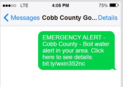 cobbcounty's tweet image. Emergency alert! No, but it could be. Be the first to be notified by text message about major events happening in the county

To enroll, text ALERTS to 68217.

See terms and conditions here cobbcounty.org/sms-policy

*This is NOT an actual alert.

#cobbcounty #textalert #emergency