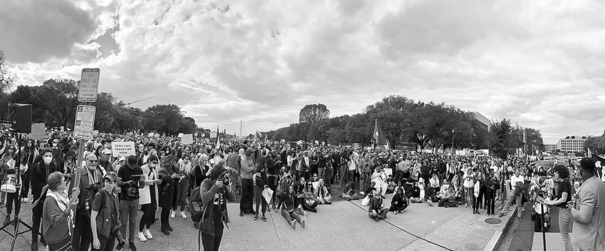 Happening now in DC: the largest Jewish protest in solidarity with Palestinians in U.S. history.