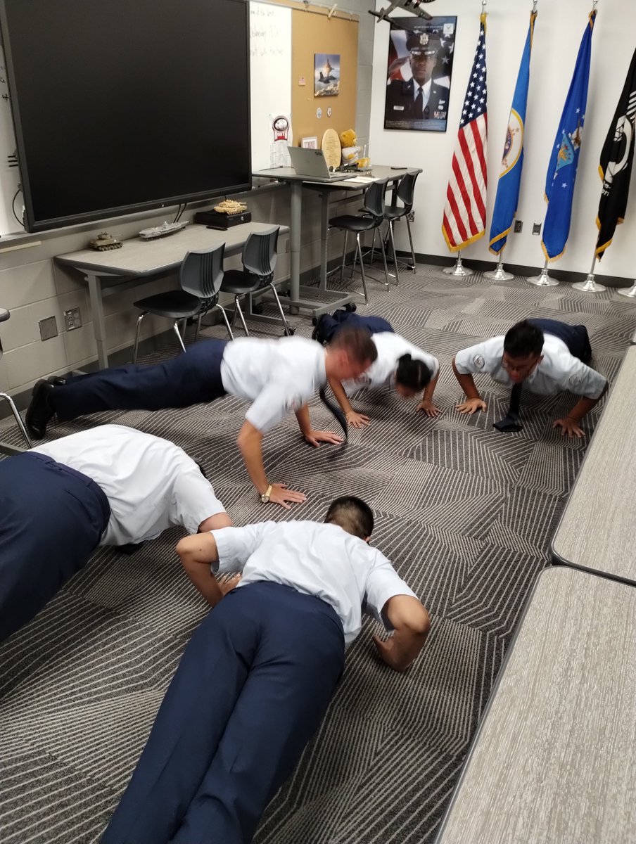 NorthAFJROTC's tweet photo. Push ups in uniform? Yes sir!!! https://t.co/KHEagPjp2U