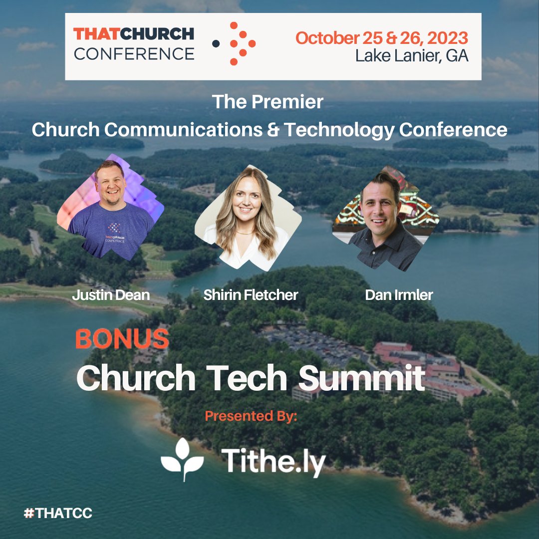 We have a Church Tech Summit, presented by Tithely, as an added bonus this year! 

You’ll experience practical deep dive sessions on technology and tools to help your church increase generosity and engage with your community! Join us👇
hubs.ly/Q023VdmB0
 #thatcc  #tithely