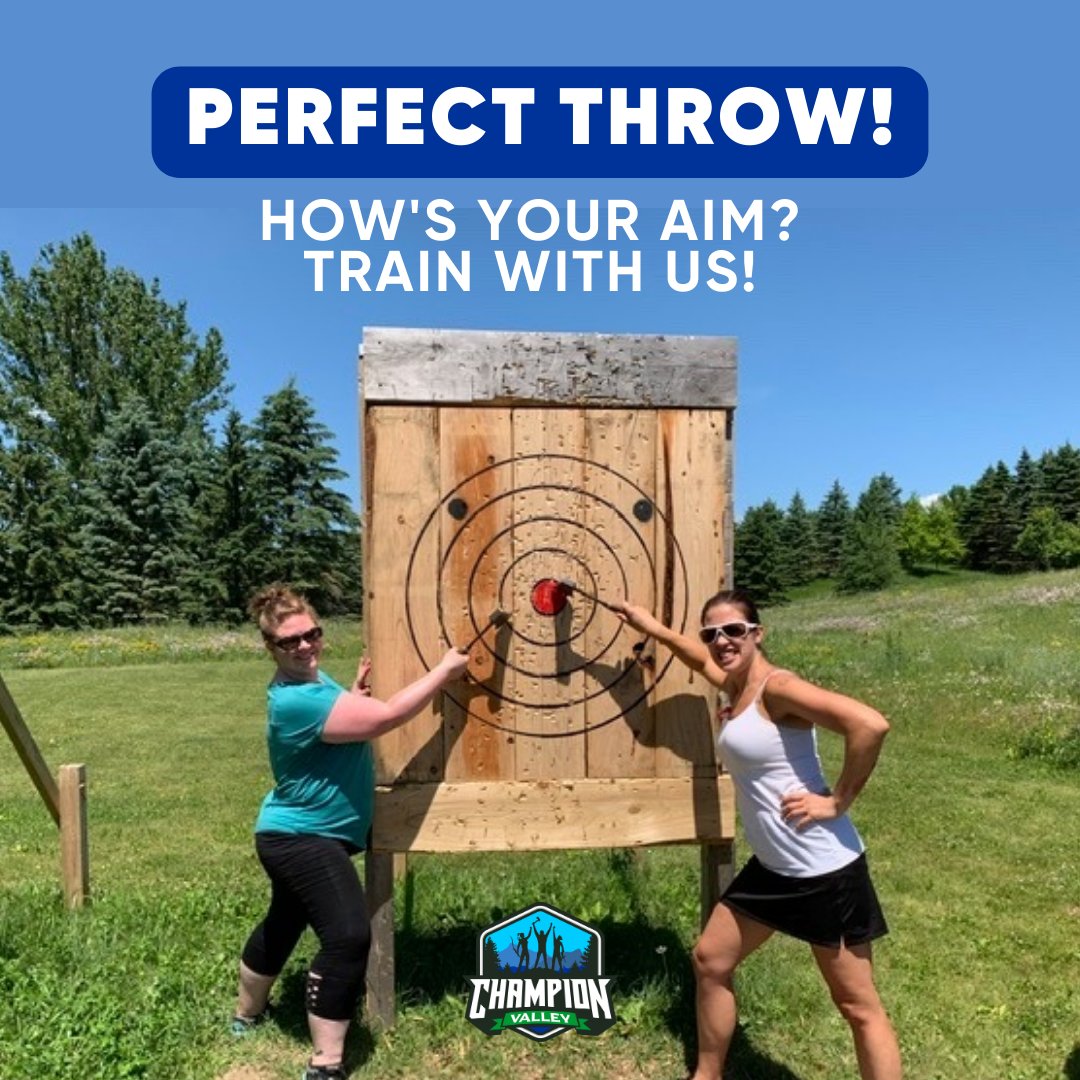 championvalley's tweet photo. How's your aim? Train your axe throwing skills at #ChampionValley https://t.co/iNja9PdCpx