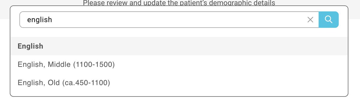 kyliebytes's tweet image. please look at these language options for my telehealth appointment lol