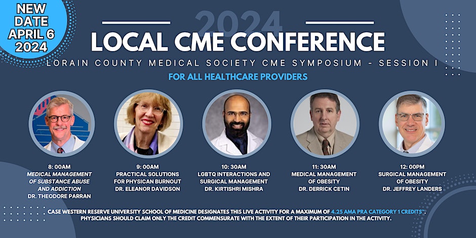 Join our @KirtishriM this Sat. 4/6 at @lorainccc in Elyria, OH for the Lorain County Medical Society CME Symposium. Earn a maximum of 4.25 AMA PRA Category 1 Credits from @CWRUSOM. Register below! eventbrite.com/e/lorain-count…