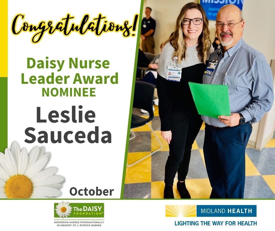 Congratulations to Leslie Sauceda for being nominated for the Daisy Nurse Leader Award this year! 🎉 It is a great honor and example of excellence in nursing. #DaisyNurseLeaderAward #ExcellenceInNursing #NursingLeadership 🏆 #daisyfoundation #daisynurse #daisynurseleader