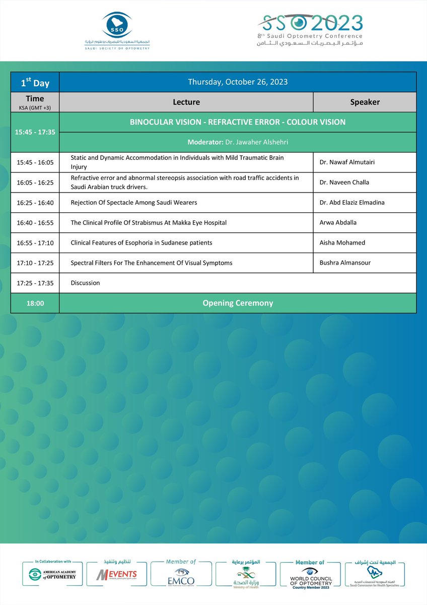 📝 | 

Scientific Program #Day 1

#8th_Saudi_Optometry_Conference 
#SSO2023
