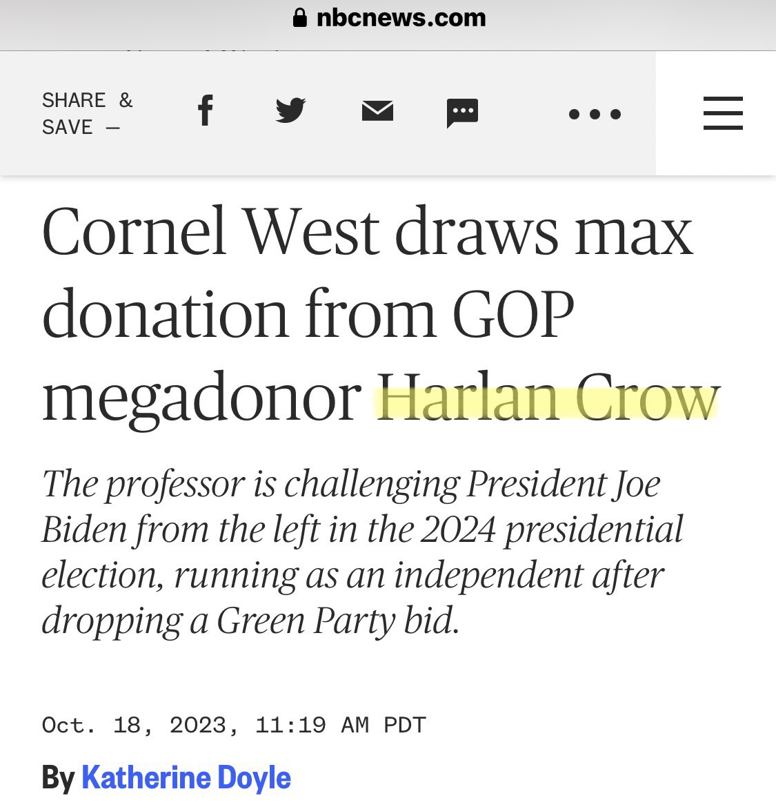 First Clarence Thomas, now Cornel West. Pretty soon we’ll learn that Harlan Crow financed all of the casting calls for Tim Scott’s girlfriend.