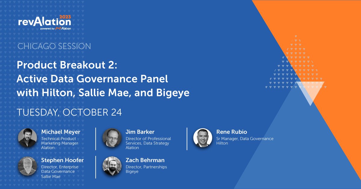 The secret to #DataGovernance success? 🤫 A federated, people-first approach. @dataguyatheart and Jim Barker join @Hilton, @SallieMae, and @Bigeyedata at #revAlationChicago23 to share how you can establish, optimize, and innovate with data. Head to link in bio to learn more!