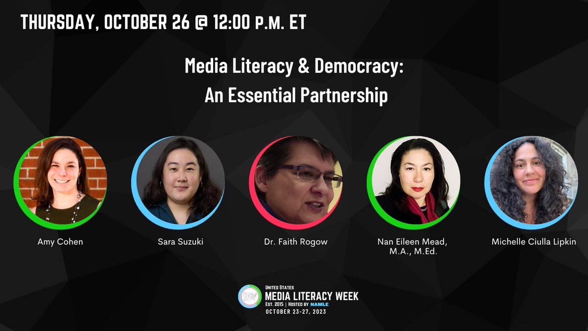 MediaLiteracyEd's tweet photo. A healthy #Democracy requires that its citizens have access to reliable information and the skills to ANALYZE and EVALUATE that information. This #MediaLitWk, we'll explore how #MediaLiteracy and democracy intersect — join us!

Learn more and register 🔗 https://t.co/xoTTuJQzZV https://t.co/ccUYBVID09