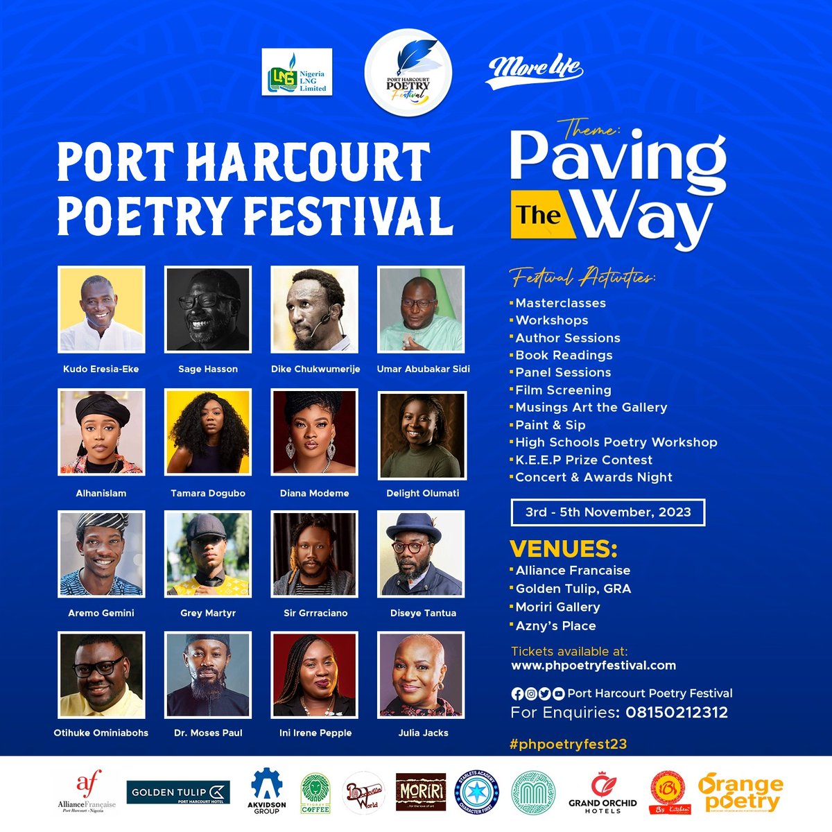 Port Harcourt Poetry Festival 🥳
Friday 3rd to Sunday 5th November 2023
Plan to attend 🎉

#phpoetryfest23 #pavingtheway