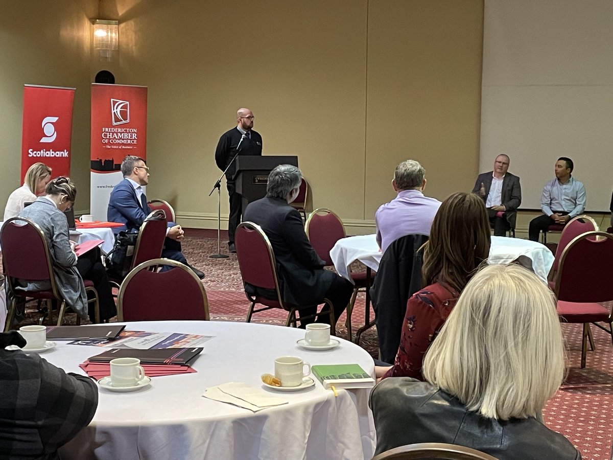 MPetersChamber's tweet photo. Thank you to ⁦@scotiabank⁩ and affiliates in Fredericton for partnering with ⁦@Fton_Chamber⁩ on a panel discussion regarding business transition for #SmallBusinessWeek! https://t.co/CsWIZ3zPrs