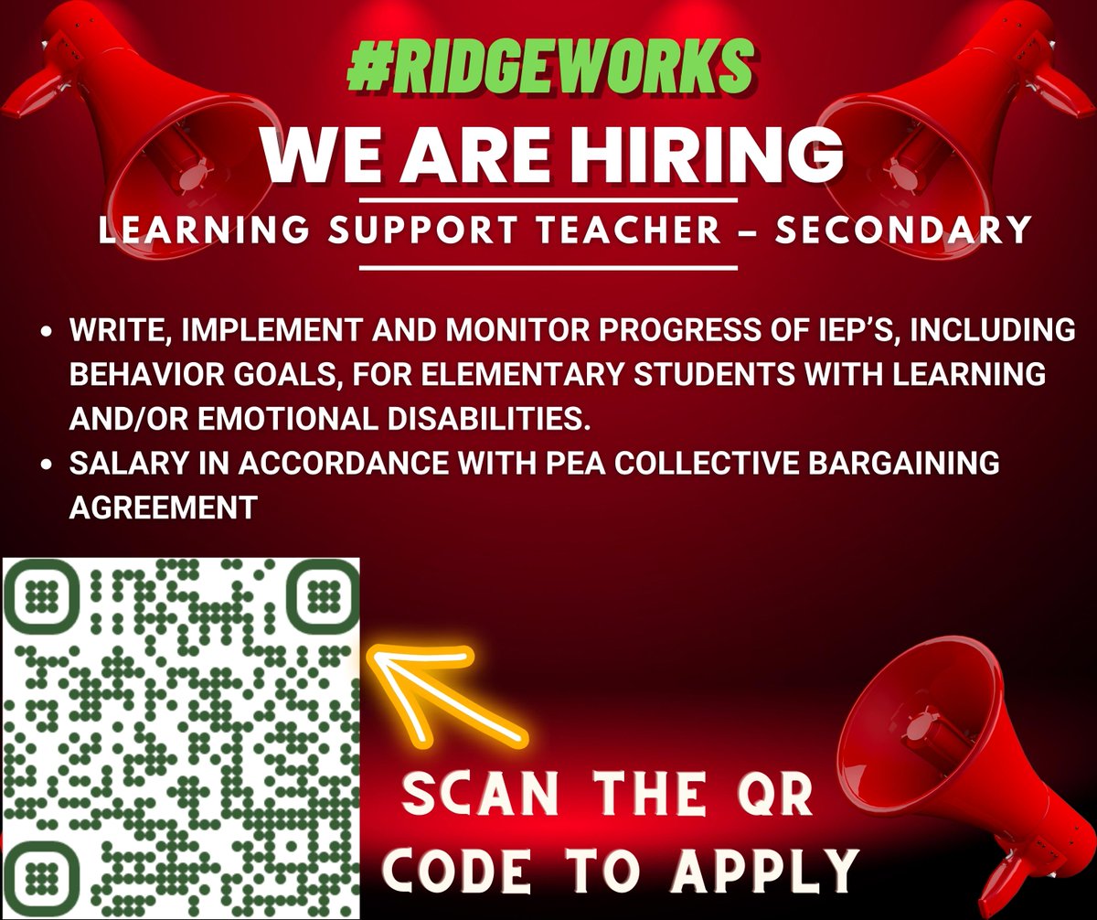 PennridgeSD's tweet photo. Time for #RidgeWorks Wednesday! Check out these specialized positions for anyone who wants to join our team. 
Feel free to check out more details on these jobs and others by clicking on the 'Employment' page on our website. https://t.co/2z6yDKyjmq https://t.co/HvpA9bXKBs