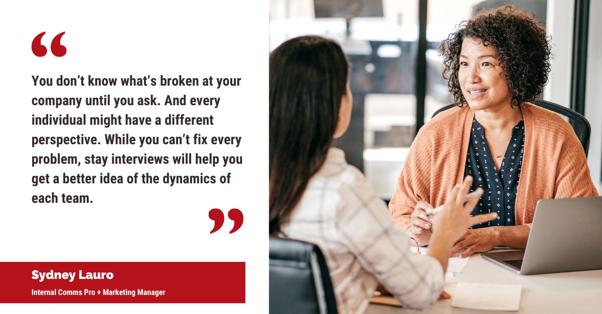 Stay interviews are an incredible tool for retention. You might be amazed what barriers and challenges exist at your company 💡

#WednesdayWisdom #HR #BusinessQuotes #StayInterviews