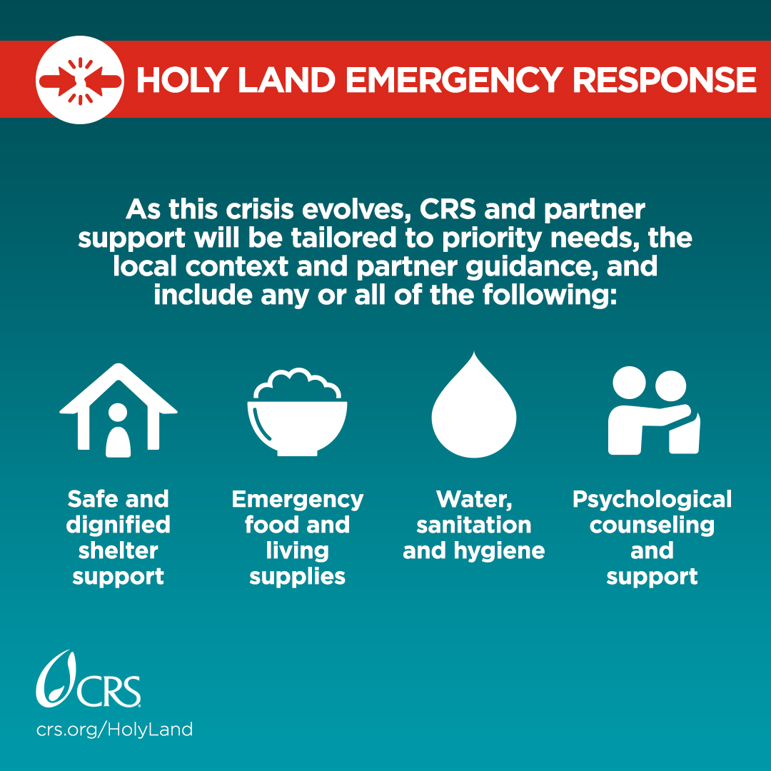 With partners across the region, CRS is helping to meet urgent needs in the #HolyLand. We're responding to the rapidly changing context, and are being especially mindful of people’s needs—both physical and emotional. To make a donation, visit: brnw.ch/21wDADS.