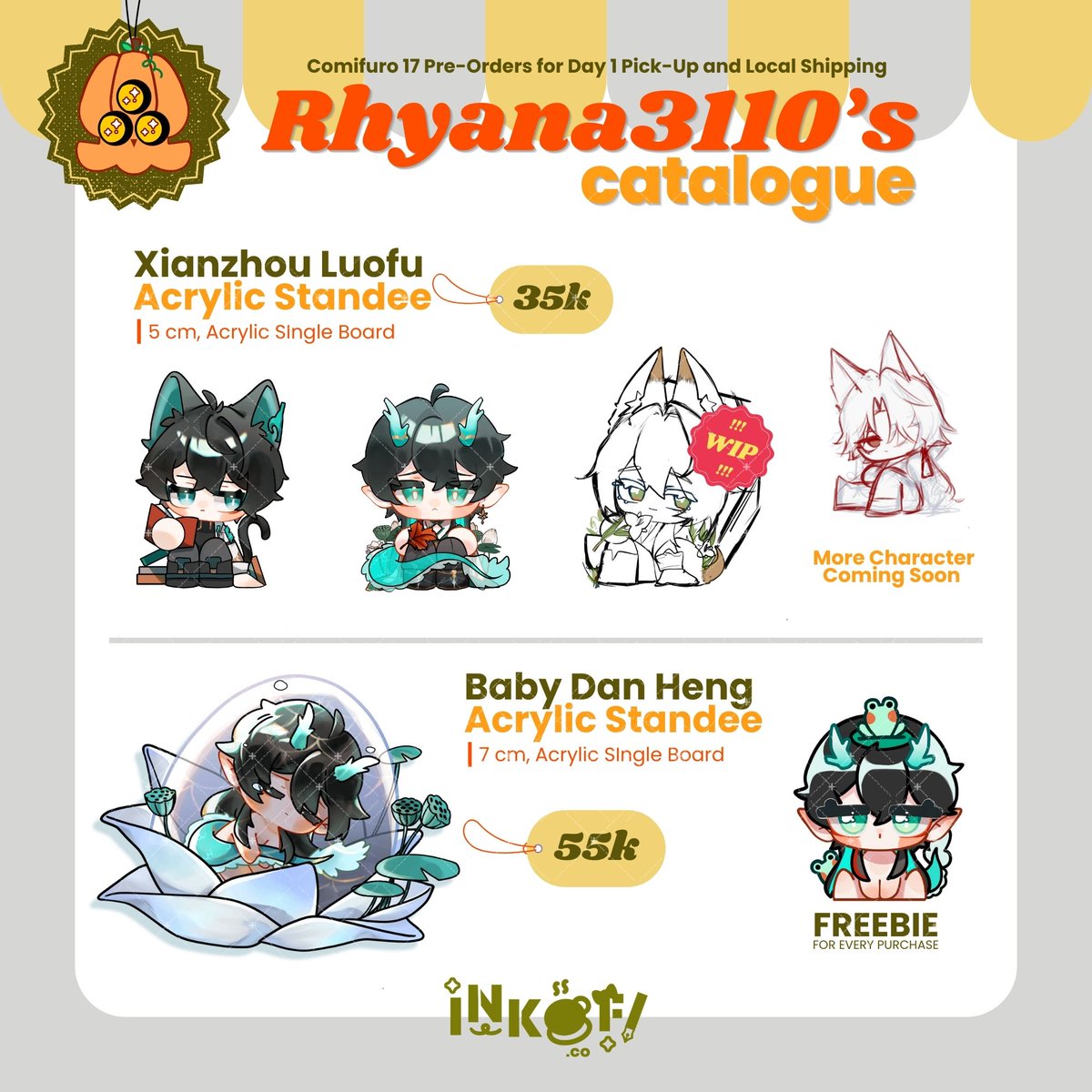 rhyana3110's tweet photo. [RT &amp; likes are appreciated 🧡]

🔶️ Open PO for #comifuro17 Day 1 and Local Shipping 🔶️

📆 19 - 23 October 2023

Fandom : #Genshinimpact #Honkaistarrail

📍Day 1 @ INKOFI (booth number TBA)

🔗 https://t.co/t9wZYAKDPs

#cf17 #comifuro17Catalogue #cf17catalogue https://t.co/dKShSscJtq