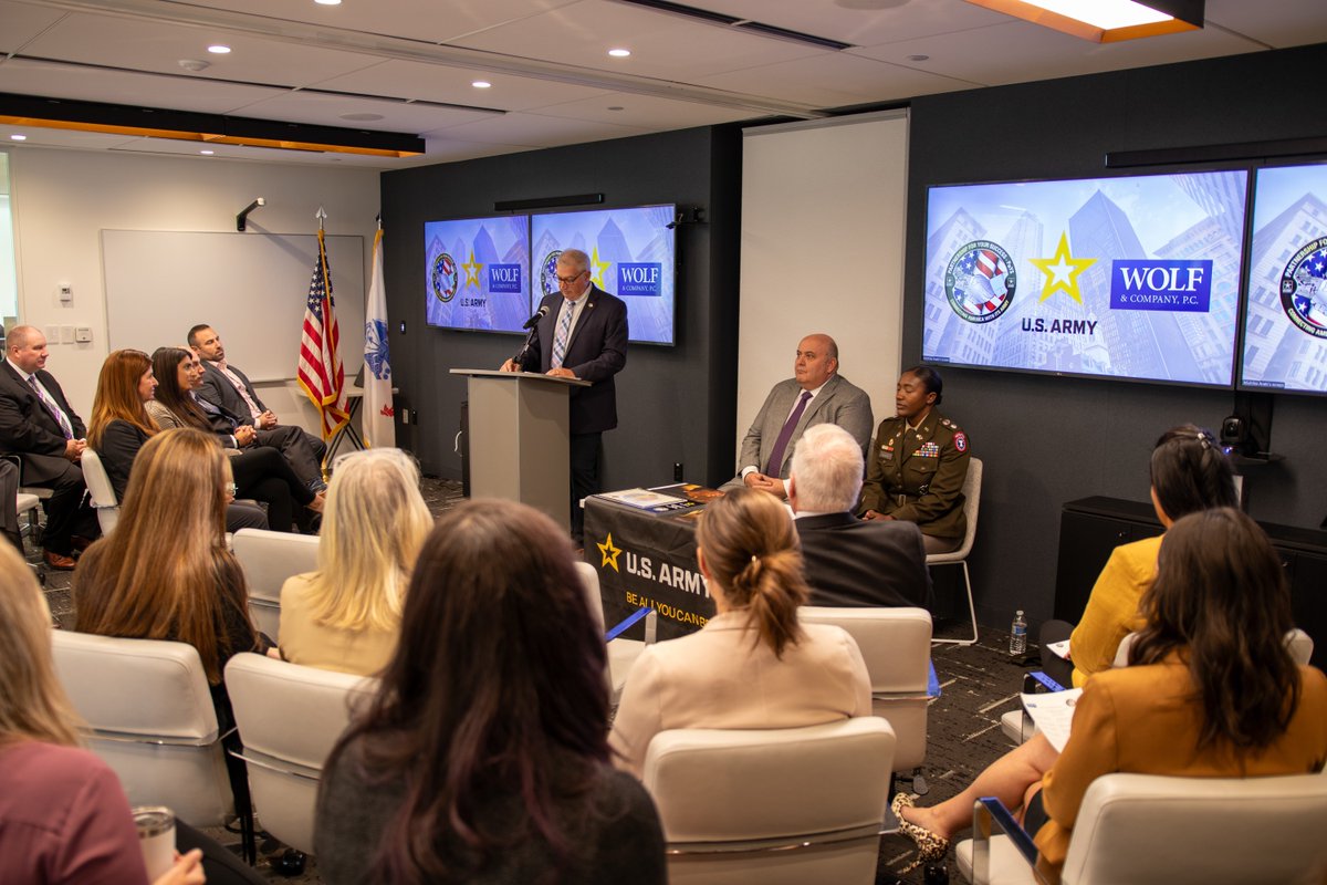 wolfandcompany's tweet photo. Today, Wolf hosted a signing ceremony in our Boston office to become a proud member of the U.S. Army Partnership for Your Success (PaYS) program. We are honored to partner with the U.S. Army and recognize the talent, work ethic & resiliency of U.S. Military Veterans. #WeAreWolf https://t.co/1mVutruJty