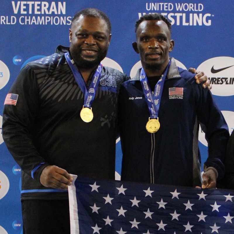 USAWrestling's tweet photo. George Porter (130 kg Div. D) and Rudy James (78 kg Div. C) won Veterans World freestyle golds, with David Yi (62 kg Div. C) &amp; Marc Tadelman (70 kg Div. D) adding bronze. Team USA is up to 11 freestyle medals after two days