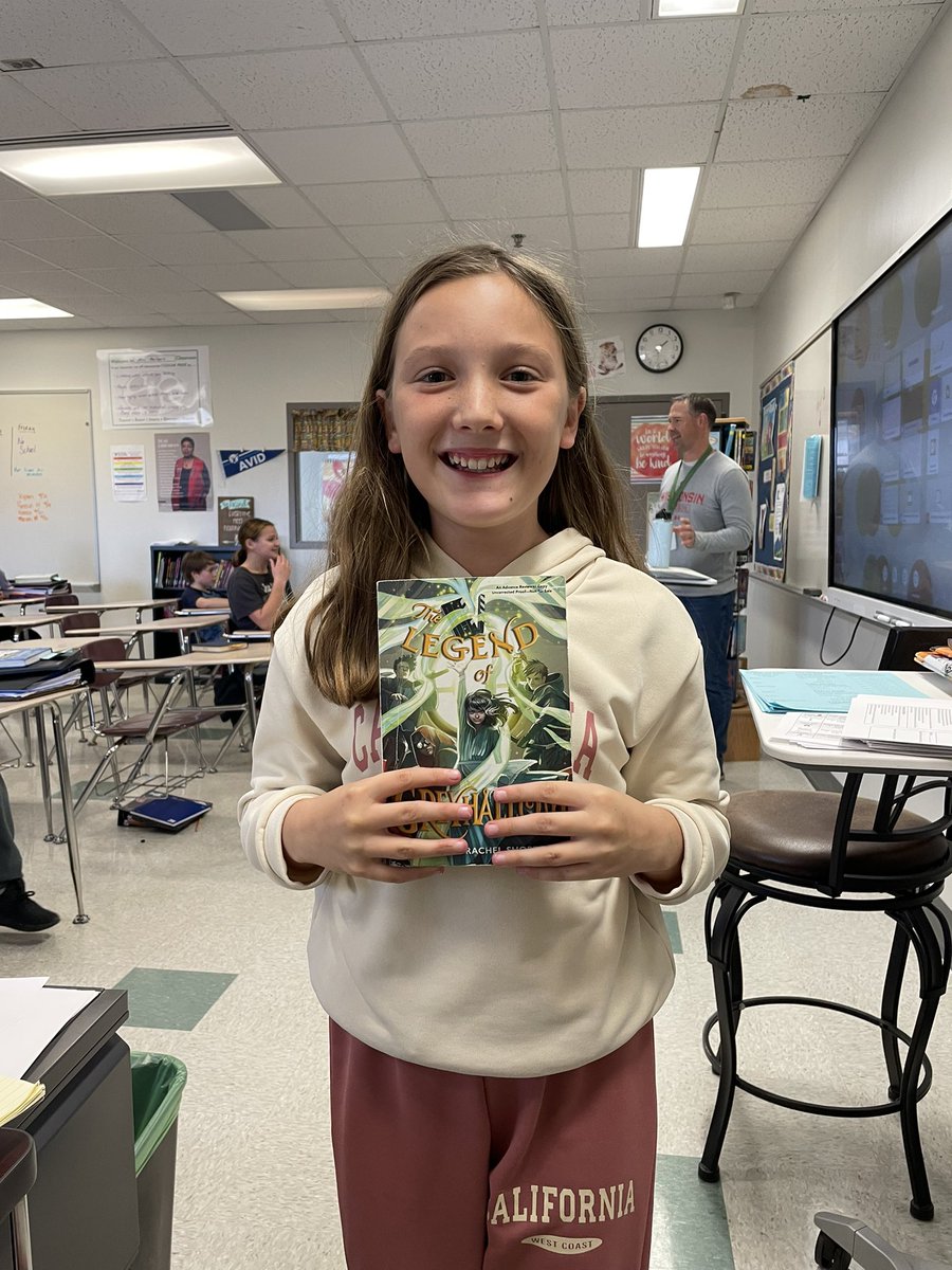 The smile says it all! This 6th grader loved this book. She said the part where the characters were in the movie the first time was especially fantastic. #bookposse <a href="/Summer_Rachel_/">Summer Rachel Short</a> <a href="/SimonKIDS/">Simon Kids</a>