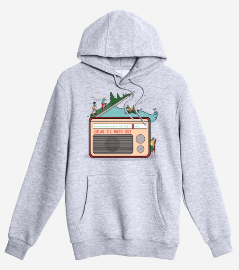 It's the Explore the North Fall Fundraiser!  Give your support to the station today to keep great public radio strong.  When you do, check out this artist collaboration shirt or sweatshirt that's exclusive to The North. (design by Lydia Noble) Donate at thenorth1033.org