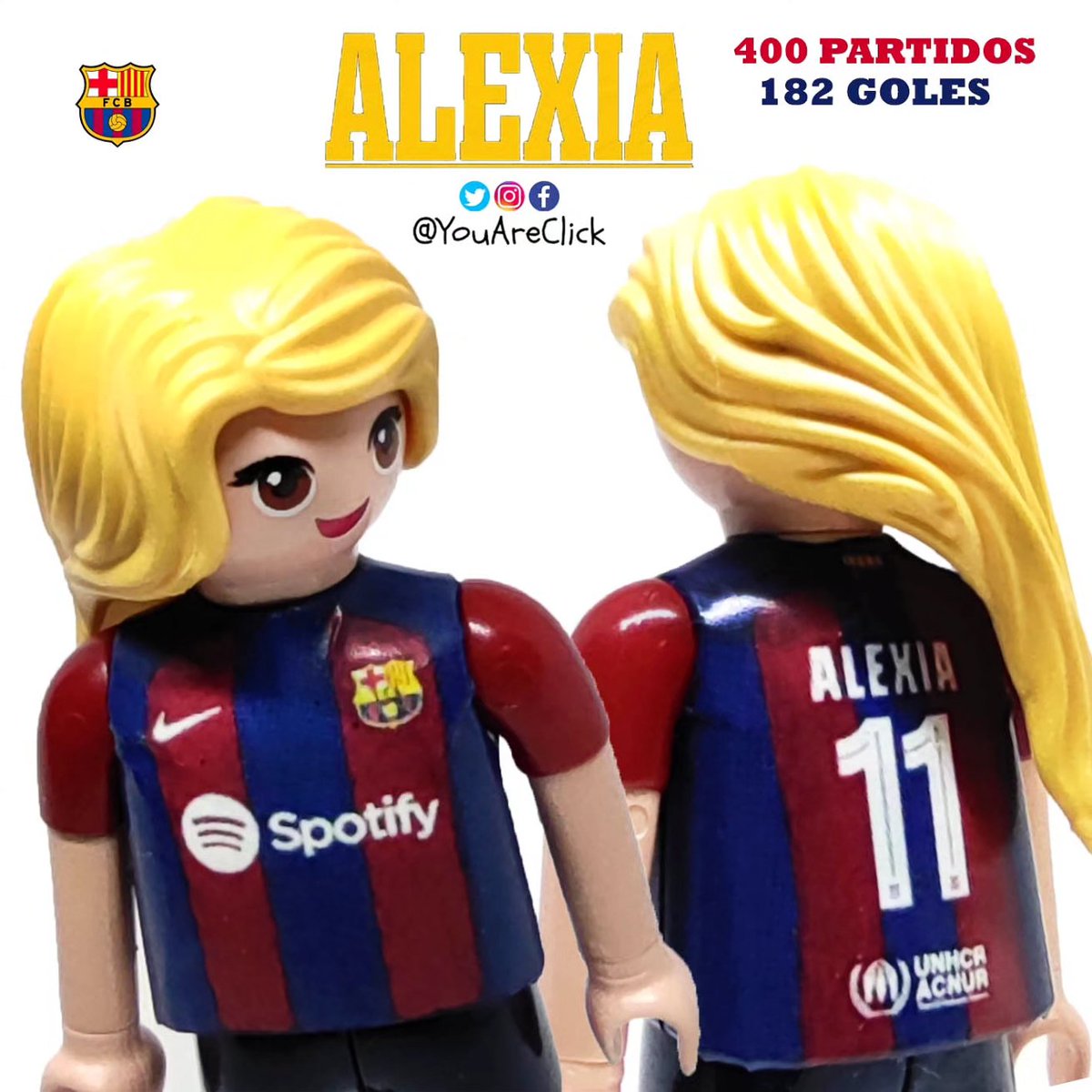 YouAreClick's tweet photo. Hoy rindo homenaje a #AlexiaPutellas por sus 400 partidos con el @FCBfemeni y por batir récord con 182 goles. Después de muchas horas la he #playmobilizado con la nueva camiseta de esta temporada 🖌️ @YouAreClick 💙❤️ @alexiaputellas
#fcbfemeni #YouAreClick @relevo https://t.co/MdiFOhqjFr