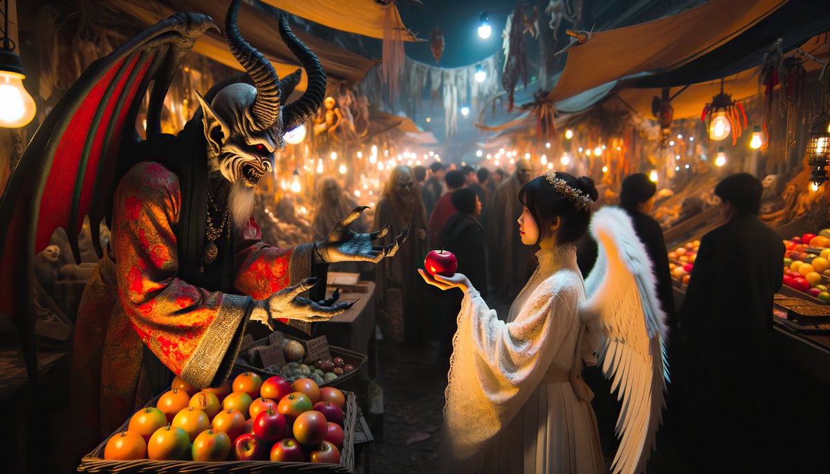 EternalSunrise7's tweet photo. #AiLust's October Offering Challenge 🎃-

Demonic Date III

If you were an apple, you'd be a fineapple 😏🍎

#AIart #dalle3 #aiartworks #aiartcommunity #date #dating #demonic #apple #fineapple https://t.co/AbS2kEyY2s