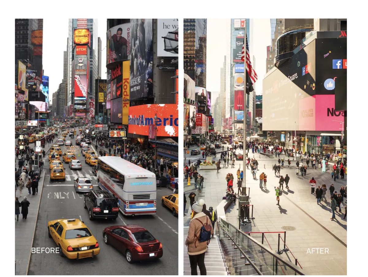 DavidNdii's tweet image. This is how cities are transforming their streets. People centered streets draw more people, a win win for everyone—shops, street vendors and the city which has more real estate to tax.