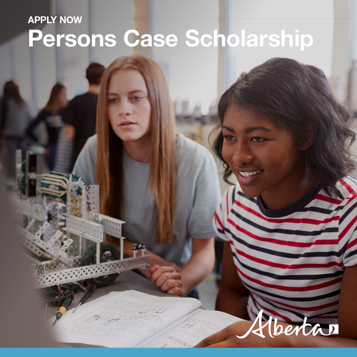 Albertans studying arts, humanities and social sciences that work to close gender gaps, or in areas where their gender is under-represented, can now apply for the Persons Case Scholarship. Applicants of all genders are eligible to apply by Dec. 8: alberta.ca/release.cfm?xI…