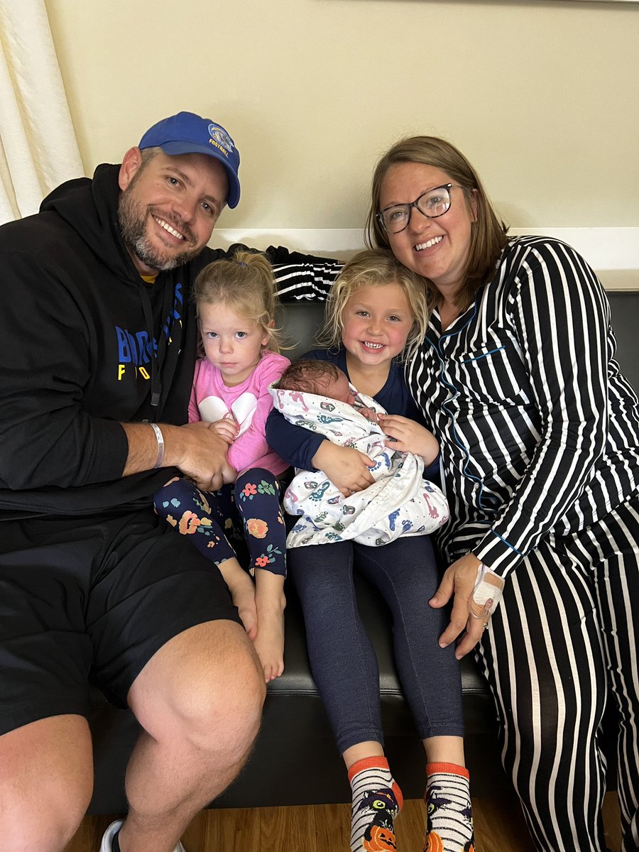 CoachLaDage's tweet photo. Caleb LaDage joined us on 10.11.23. Little man is a tank and his sisters are fired up to have a little brother! https://t.co/k8rTNJuhPI