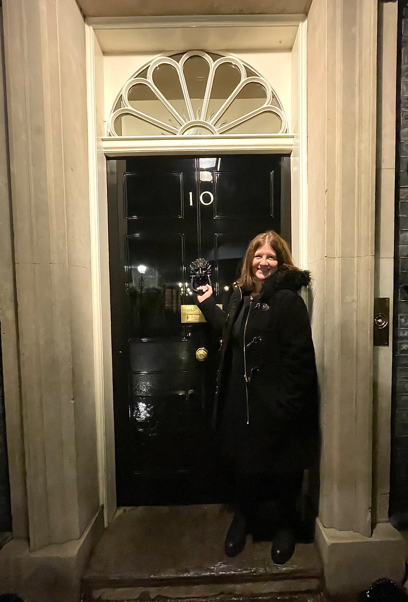 Emma Darcy on the steps at 10 Downing Street.