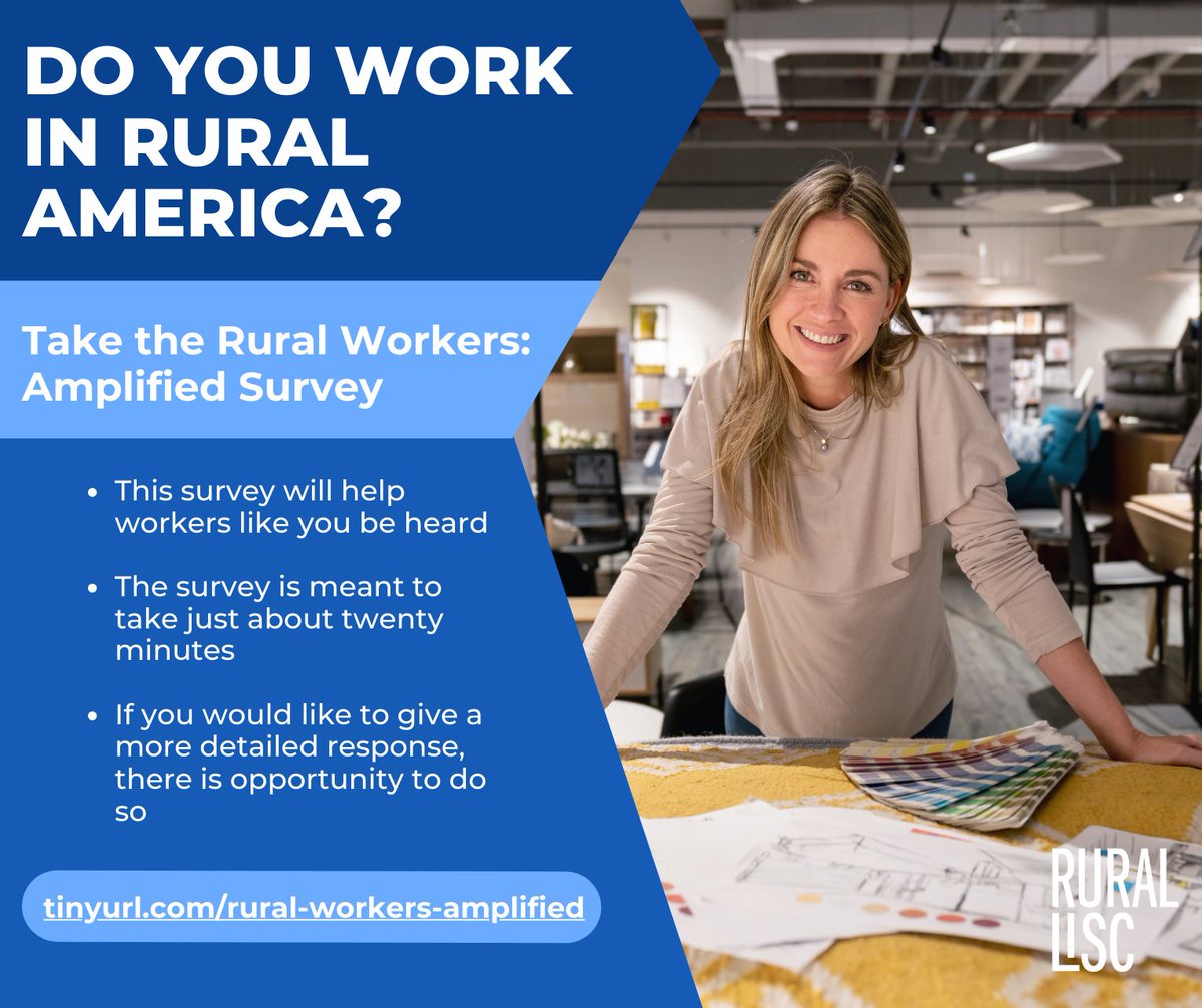 If you work in a rural area, take this survey by <a href="/RuralLISC/">Rural LISC</a>. tinyurl.com/rural-workers-…