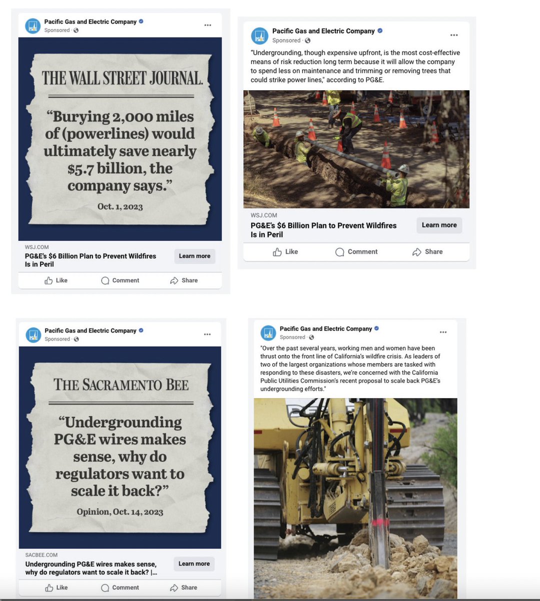 Now seeing a notice of <a href="/PGE4Me/">Pacific Gas & Electric</a> "social media campaign" to convince people about undergrounding. One of them is a quote from the Company that its plan "saves money" over time - again, this is a lie.