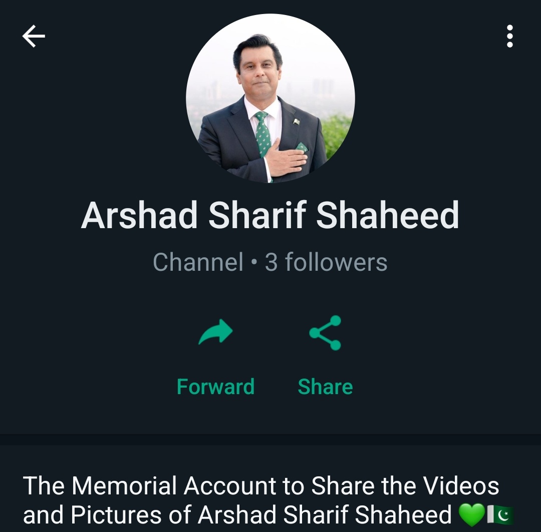 ArschedShaheed's tweet photo. We have Created an WhatsApp Channel for Sharing the Videos &amp; Pictures of Arshad Sharif Shaheed on Daily Basis in it ❤️ !
It's an Request to Subscribe/Follow this Everyone 👏🏻

@javerias @JaanbazHaseeb 

Link 🔗 https://t.co/sC0I4fMcNo

#ArshadSharifShaheed #JusticeForArshadSharif https://t.co/tTp9H870SU