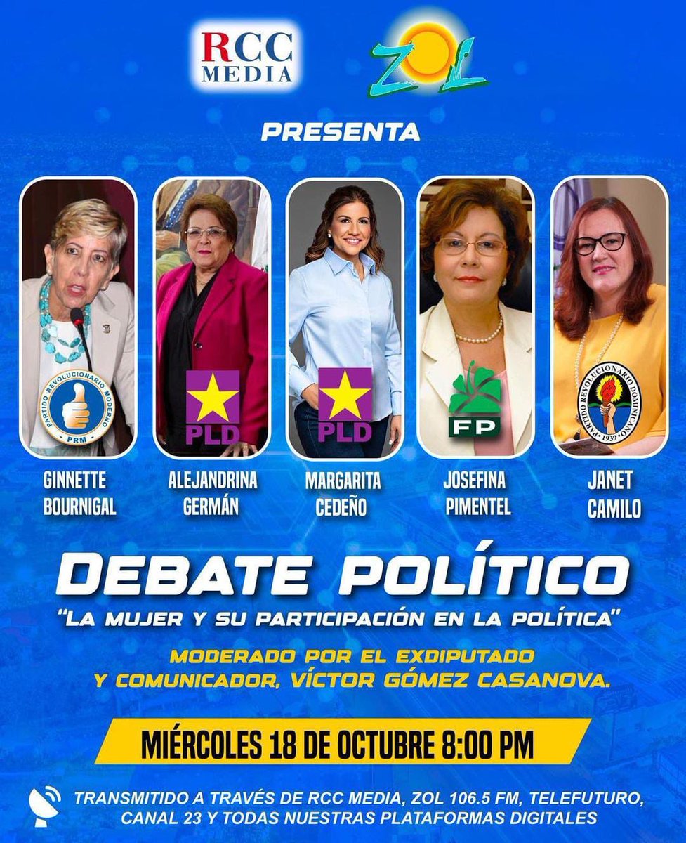 JimeneznJuan's tweet photo. Debo felicitar a RCC Media y a ⁦@ZOLFM1065⁩ por los distintos debates políticos que están promoviendo. Discutir ideas fortalece la democracia y mejora el proceso de políticas públicas.

Este panel es un verdadero lujo. Todas valiosísimas, con muchas ideas y aportes. https://t.co/7Na3py3JDk