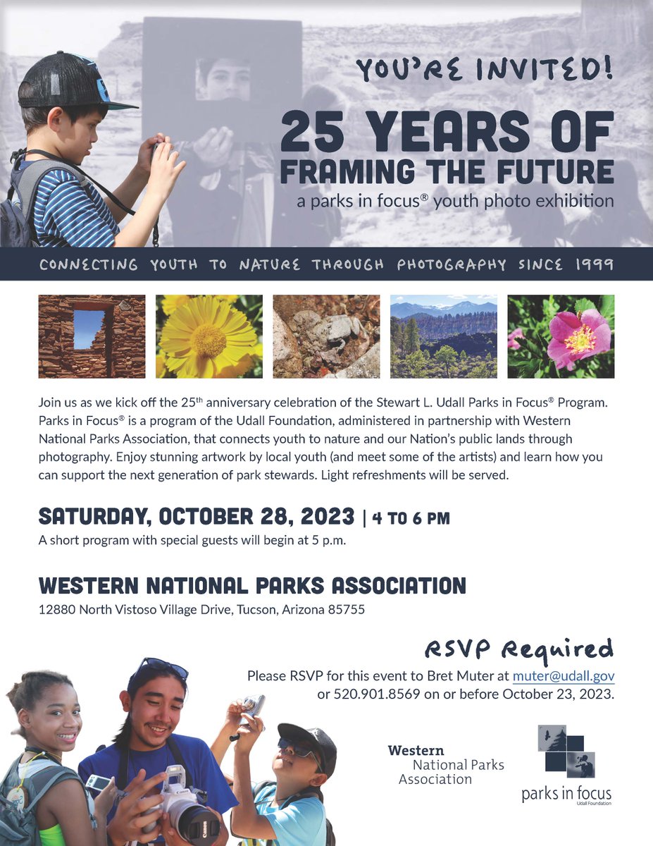 Our @ParksinFocus program is celebrating its 25th anniversary this fall. If you are in the Tucson area, please consider joining us on Saturday, October 28 at @wnpa1938 for our official kickoff event. The event is free, but an RSVP before October 23 is required to attend.