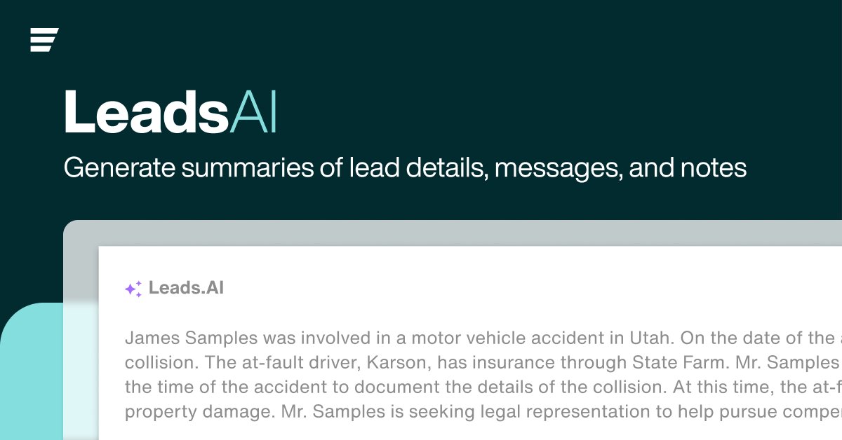filevine's tweet photo. Check out the amazing new โจLeadsAI by Lead Docket! LeadsAI uses AI technology to provide lead summaries & predictive analysis, making legal intake and lead management easier and quicker than ever. ๐คฉ
Learn more:๐ฌ๐ฉ๐ฒ https://t.co/20Fu8VHT9c
#filevine #leaddocket #legalintake https://t.co/VfEb4AoEvl