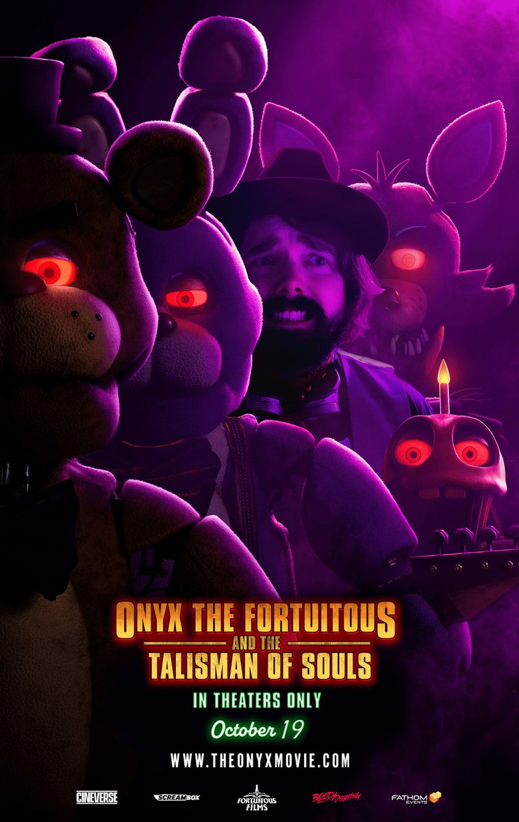 Before you spend five nights with Freddy, spend one night with Onyx. Onyx the Fortuitous and the Talisman of Souls is in theaters for ONE-NIGHT-ONLY on Thursday, October 19. Tickets available now: theonyxmovie.com