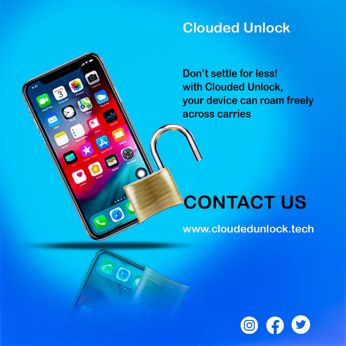 Clouded_unlock's tweet photo. Don't settle for less, when you can have quality services on unlocking your phones blocked IMEI numbers,IPhone iCloud network And many More 
Visit us today at  https://t.co/x31YIPgtpe.
#BreakBarriers #noLimits #OneClickMagic #SolvePhoneProblems
#CloudedUnlock https://t.co/PebuDrnsg3