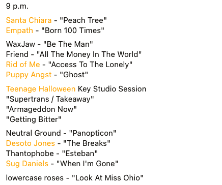 New music from <a href="/mannequinpussy/">MP</a>, Waterbug, and Neutral Ground, Key Studio Sessions from Karlia and <a href="/tnghllwnband/">Teenage Halloween 🎃</a> an interview with <a href="/Aprilfoolchild/">AprilFoolChild</a> and more. Here's what you heard on WXPN Local this week! Hear the show in full at our website; playlist below. xpn.org/program/wxpn-l…