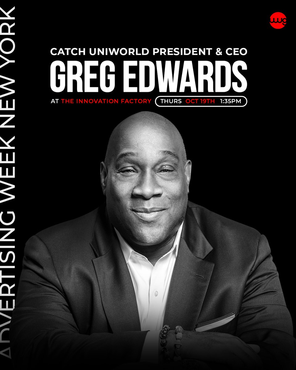 Catch <a href="/UWGNY/">UWG</a> at <a href="/advertisingweek/">Advertising Week</a>! Our President &amp; CEO Greg Edwards will be sitting down with the Director of Programming, Jamie Maw, to talk about why cultural data, context and insight are THE game changers. Don’t miss this chance to hear our fearless leader!​ ​#uwg #AWNewYork23