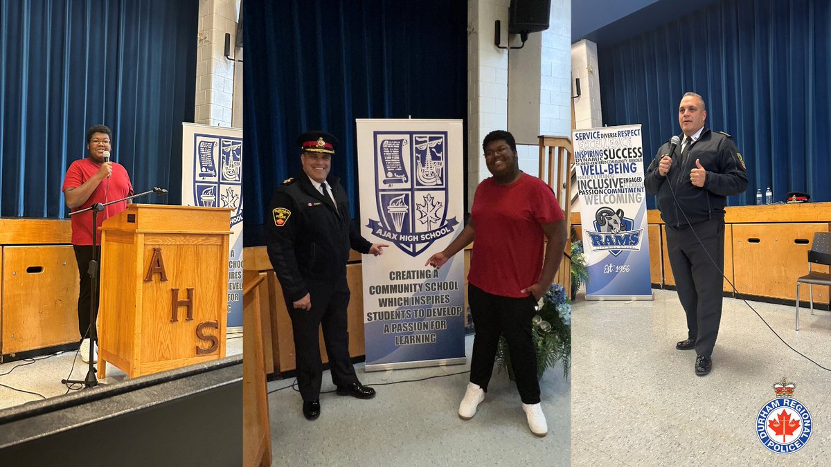 Durham Regional Police (@drps) on Twitter photo Today <a href="/Chief_Moreira/">Peter Moreira</a> visited his alma mater, Ajax High School to speak with students. Noah Richards attends Ajax High and participated in the most recent <a href="/drps_yip/">DRPS Youth In Policing Initiative</a> program. Noah asked the Chief to visit his school, and being a graduate of Ajax High, the Chief was happy to do it! Today <a href="/Chief_Moreira/">Peter Moreira</a> visited his alma mater, Ajax High School to speak with students. Noah Richards attends Ajax High and participated in the most recent <a href="/drps_yip/">DRPS Youth In Policing Initiative</a> program. Noah asked the Chief to visit his school, and being a graduate of Ajax High, the Chief was happy to do it!