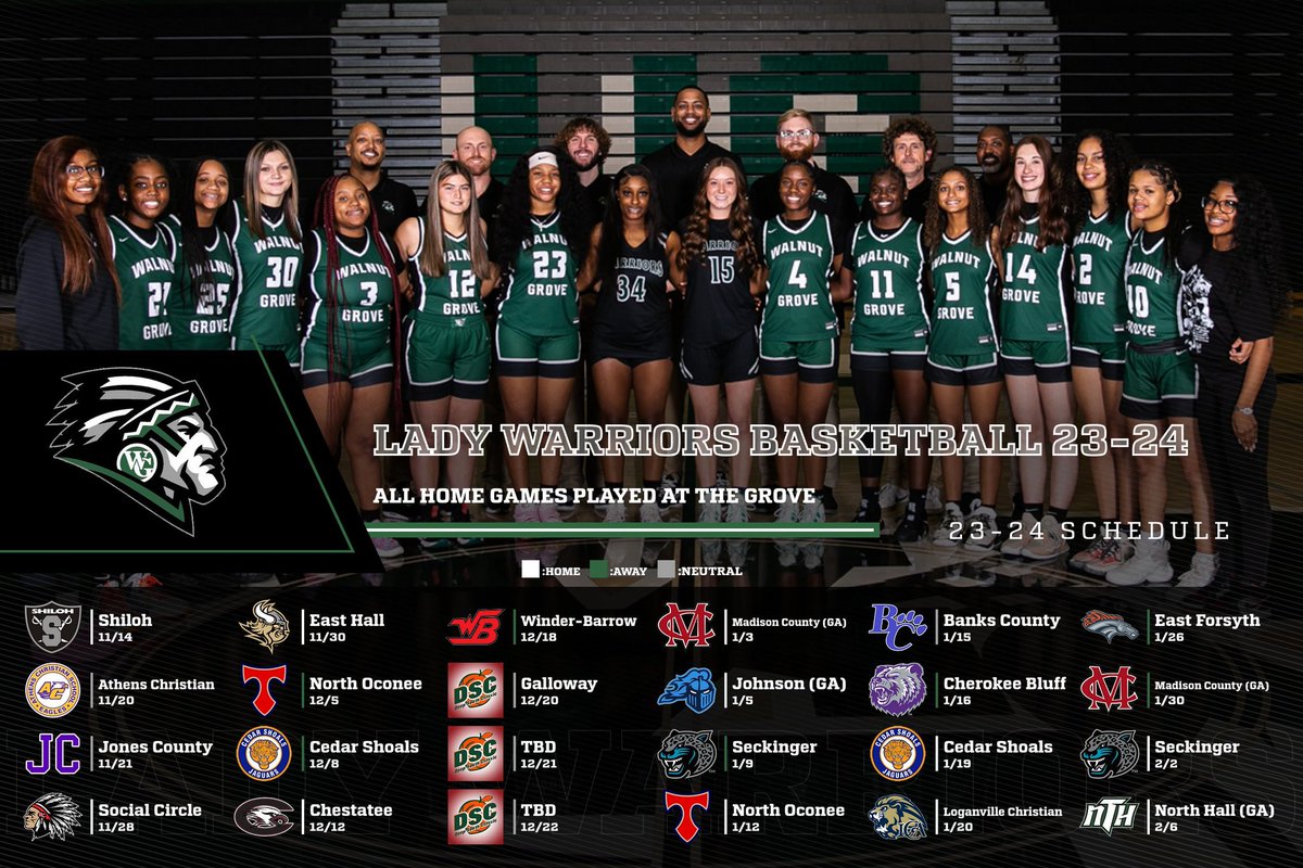 Lady Warriors 23-24 Schedule!

#GOWARRIORS #NODAYSOFF #THEGROVE
