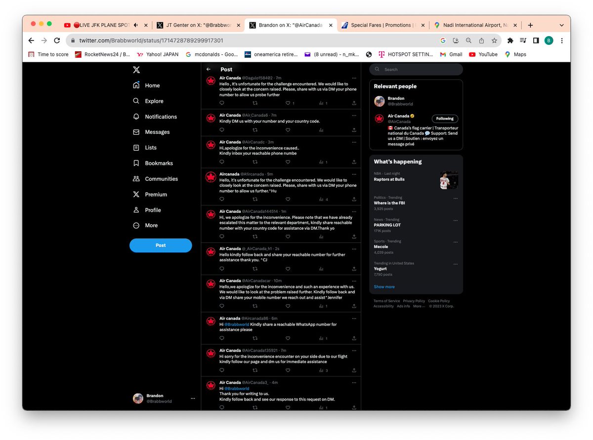 wow the bots are really going crazy on me when I type in the word air canada.