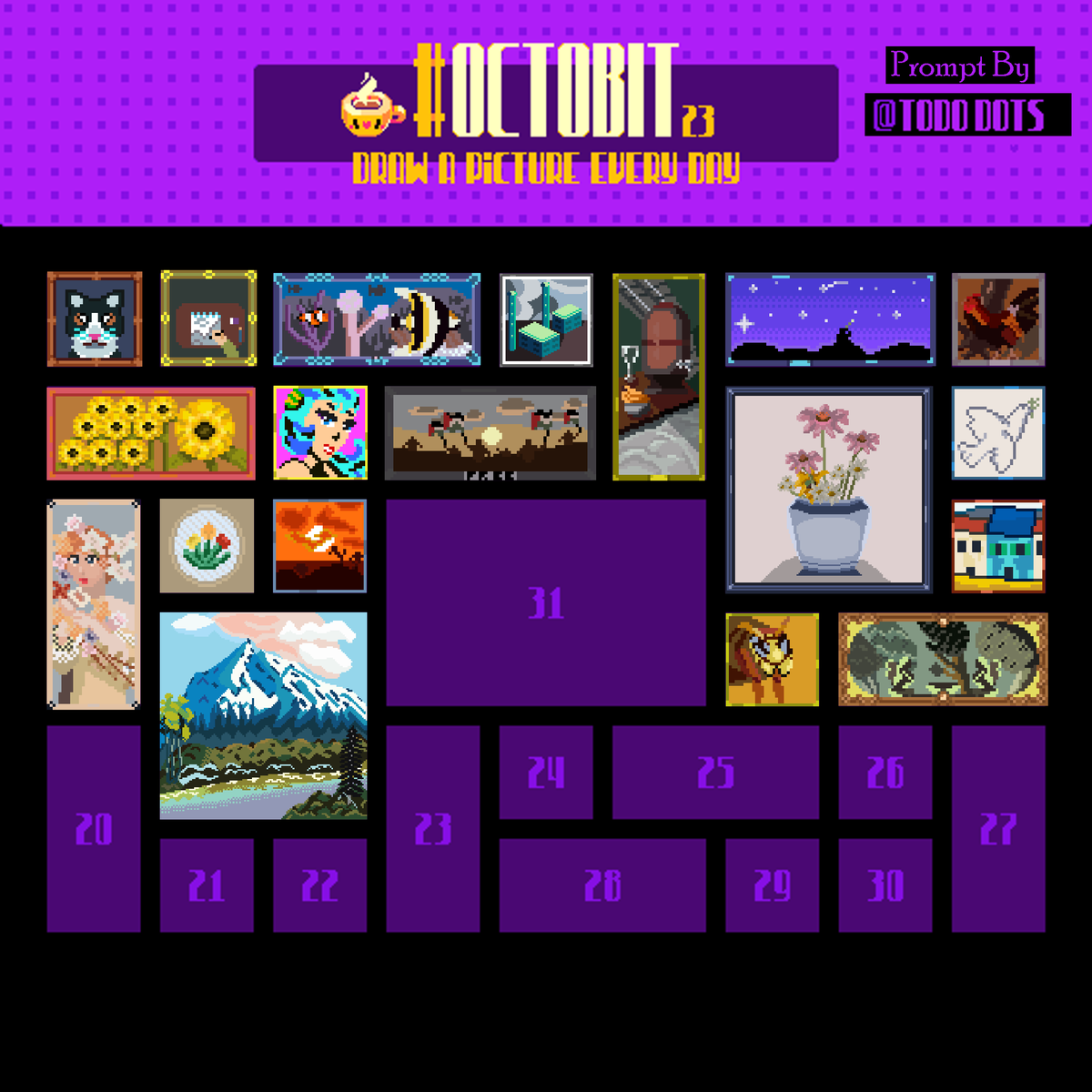 19 - Landscape

#Octobit #Octobit2023 #pixelart #pixelartist