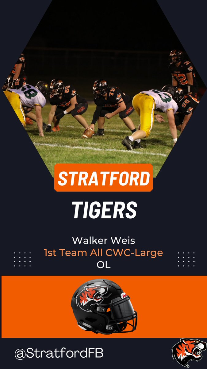 StratfordFB's tweet photo. 1st Team All CWC Large Conference athletes!

DB Peyton Glenn
OL Walker Weis
OL/DL Carter Lueck
OL/DL Landon Zawislan

Congratulations men!

#wisfb #iagdtbat #TigerPride 🐅 #Prepared2Defend #Ready2Repeat https://t.co/0AY4kbk5ck