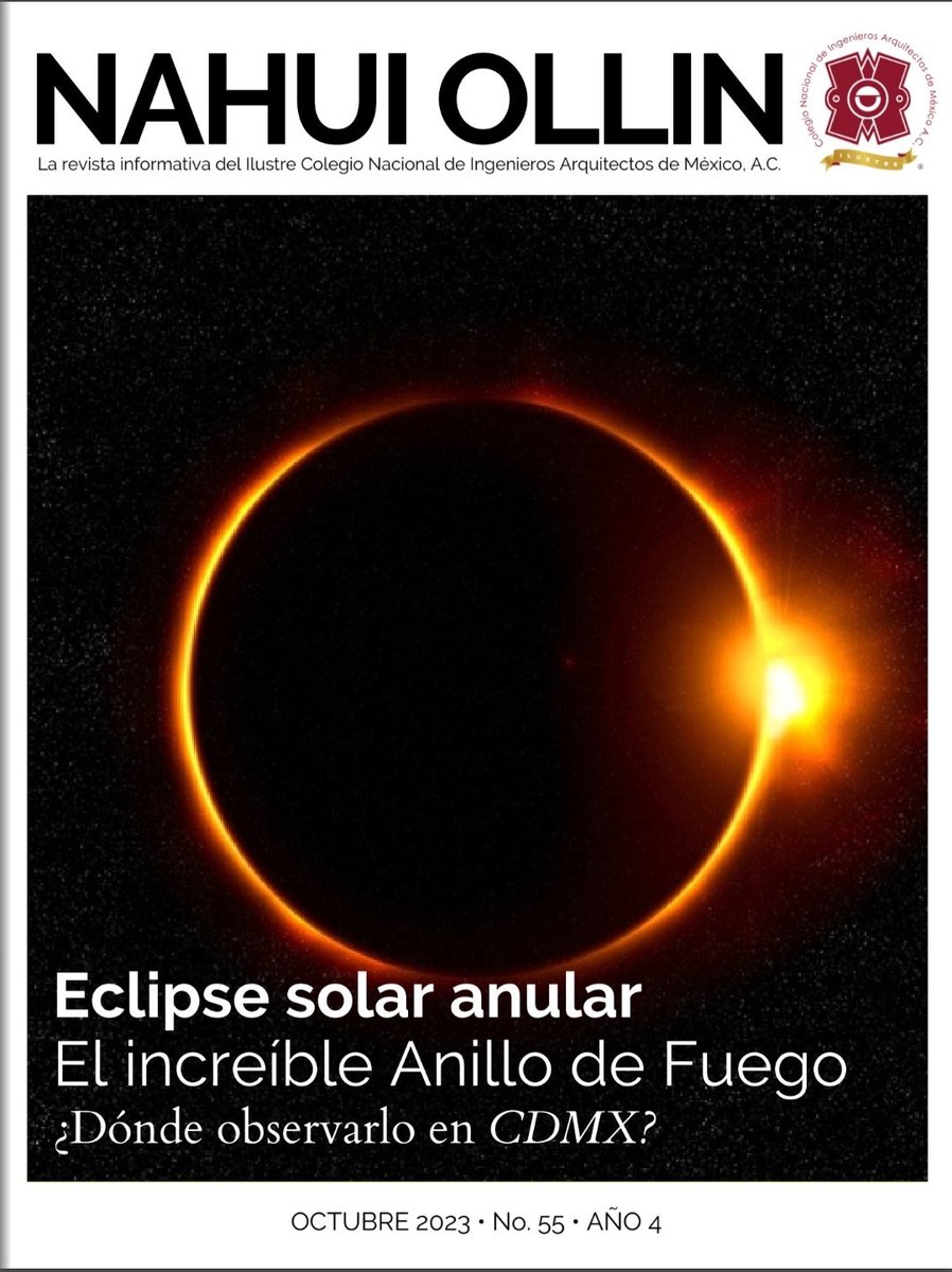 ICNIAM's tweet photo. Te invitamos a consultar el órgano informativo del #ICNIAM "Nahui Ollin", Eclipse solar anual, El increíble Anillo de Fuego- Parte 4
Revista digital donde presentamos las actividades del Ilustre Colegio.
Consúltala aquí: 
https://t.co/mCGiGCNM80 https://t.co/1y6Dcx6Bit