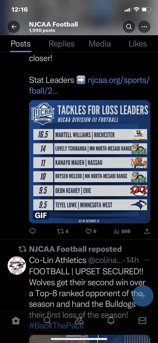 Led the league in sacks in D III Juco and 2nd in TFL‼️ @CoachJeanSG @coachcurtis42 @JuCoFootballACE @JUCOFFrenzy