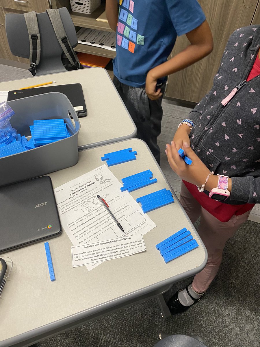 We love dividing decimals with manipulative in 5th grade. “Could we do this again tomorrow?” was asked over and over again. My heart is full! #christienation #prosperproudpioneers.