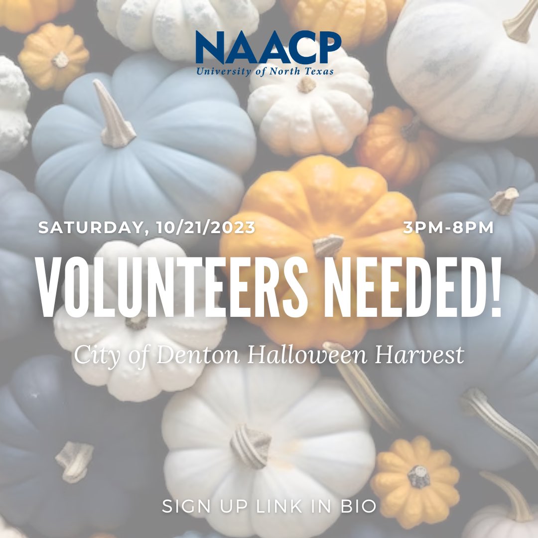 Come join us in volunteering for the City of Denton Halloween Harvest! We’d love your help with setting up, tabling for activities, and breaking down all equipment at closing. This is a great opportunity to get volunteering hours and help the community! 

Sign up link’s in bio!