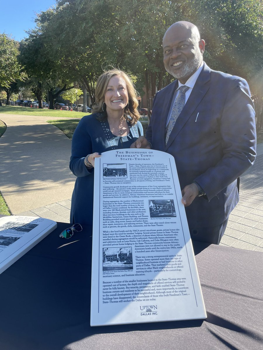 With Jamee Jolly of <a href="/UptownDallasInc/">Uptown Dallas, Inc.</a>  as we place #historical marker in Uptown #Dallas Freedman Town #DallasHistory is Alive