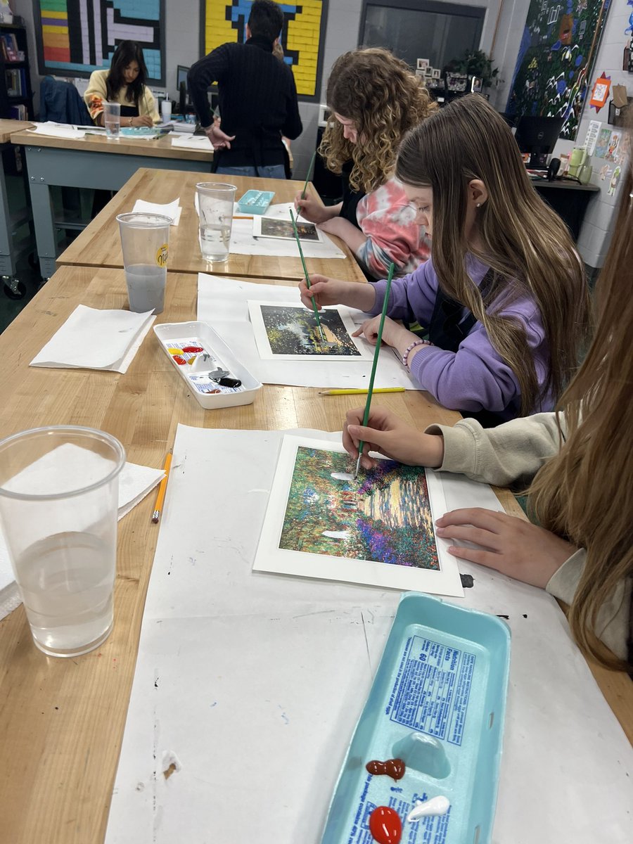 Meade_GATE's tweet photo. From Monet to Monsters to digging for Dino DNA,SPMS kept us busy this week in the STEAM Lab. Thanks to Mr. Hager’s carpentry class, art students continued working on the collaborative string art of Meade County. Students also started SILS projects and began creating robot arms. https://t.co/vGwsW5ugy1