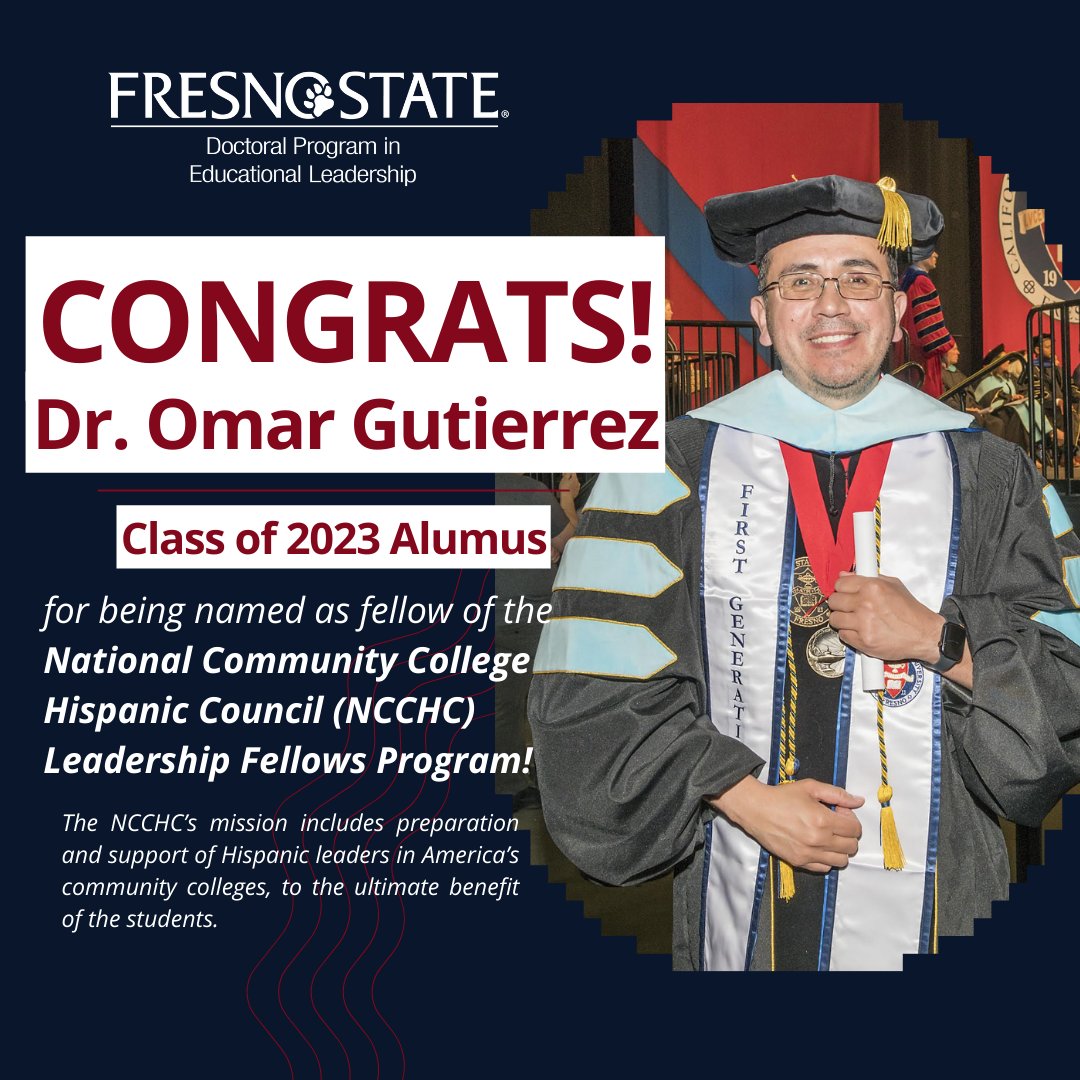 Congratulations Dr. Omar Gutierrez (Class of 2023 Alumnus)! 🎉 ✨ #EdDFresnoState #DoctoralStudent #DoctorofEducation #EdLeadership